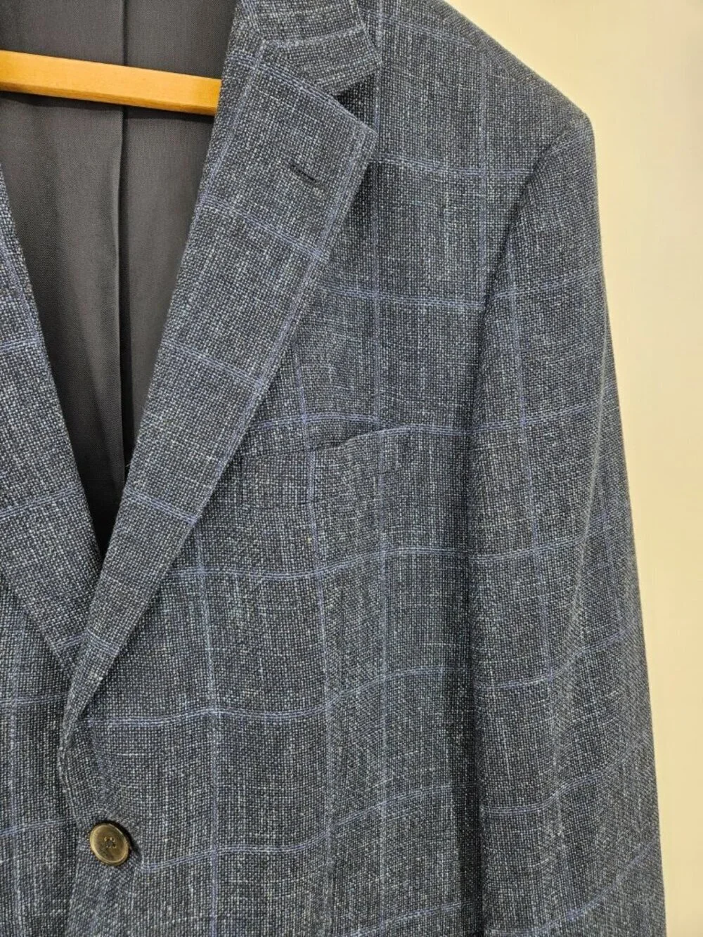 New Boss Hugo Boss Blue Tweed Blazer Mens 42S Sportscoat Wool Linen Cotton